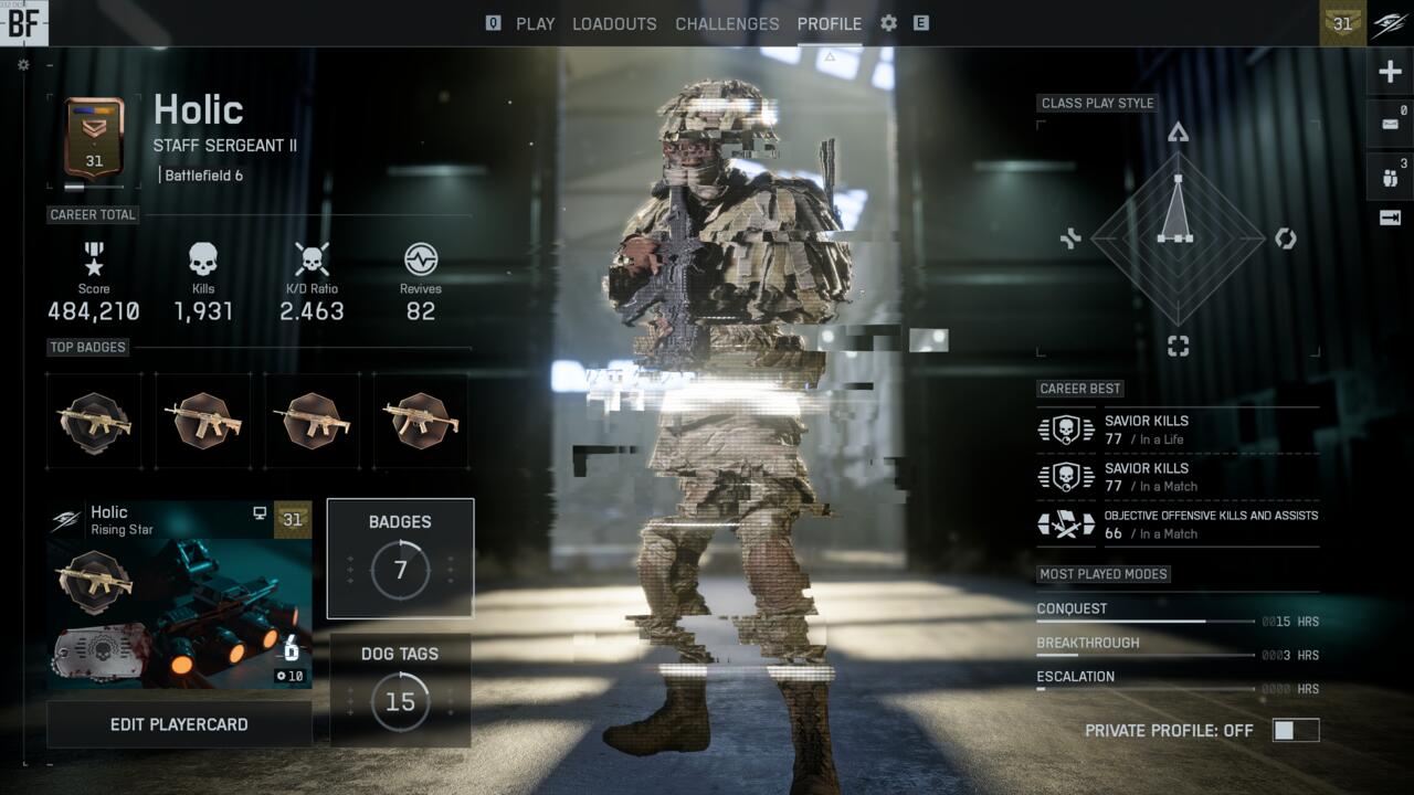 Die Profilseite in Battlefield 6