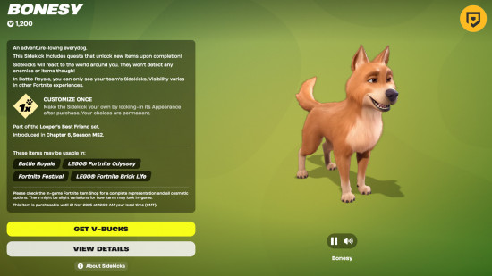 Fortnite Bonesy: Ein Bild des Bonesy Fortnite-Kumpels im Item-Shop.