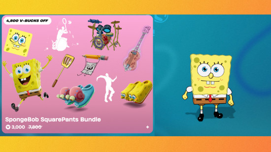 Fortnite SpongeBob Schwammkopf: Ein Bild des SpongeBob Schwammkopf-Pakets im Item-Shop.