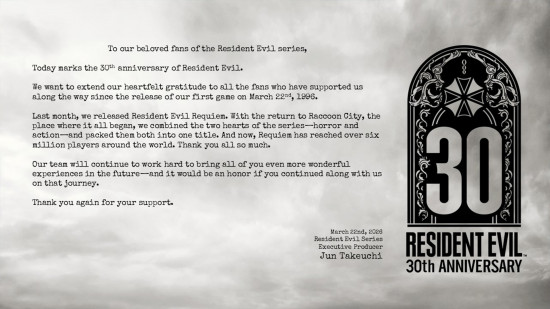 30-jähriges Jubiläum von Resident Evil: Ein Bild eines Social-Media-Beitrags des ausführenden Produzenten der RE-Serie Jun Takeuchi.